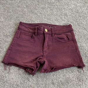 American Eagle Outfitters Women's Dark Red Jean Shorts Superstretch